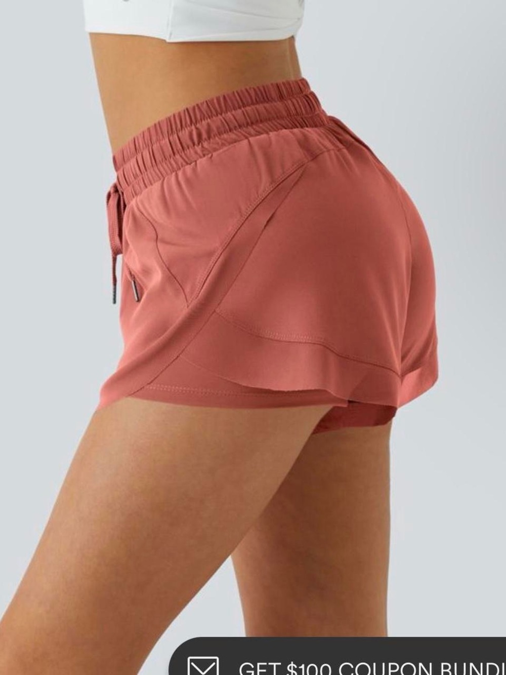 Halara Blue Mid Rise Drawstring Contrast Mesh 2-in-1 Flowy Running Shorts 3'' - Picture 2 of 7